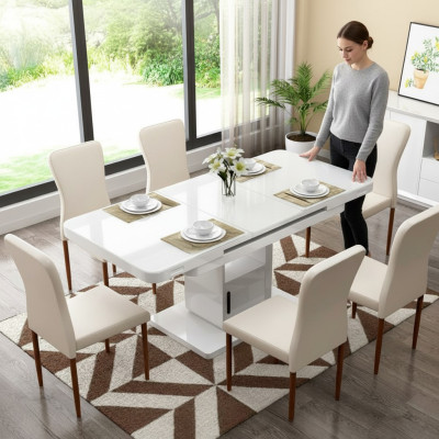 Tisch Luxus Tische Moderne Esszimmer Möbel Esstische Holz Holztische Braun Weiß