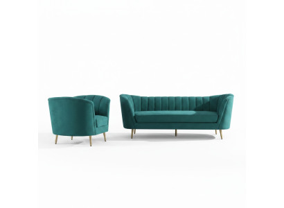 Sitz Design Couch Lounge Sofa 2 Sitzer Wohnlandschaft Relax Samt Massivholz