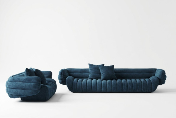 Samt Sofa 2 Sitzer Wohnlandschaft Massivholz Relax Sitz Design Couch Lounge