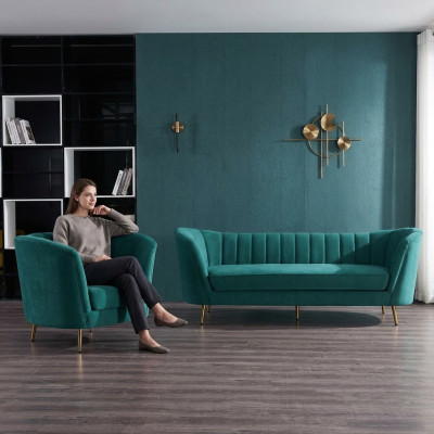 Wohnlandschaft Relax Samt Sitz Design Couch Lounge Sofagarnitur 3+1 Sitzer Möbel
