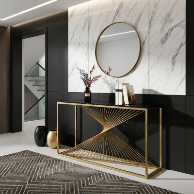 Designer Luxus Konsole Tisch Konsolen Tische Holz Metall Design Gold