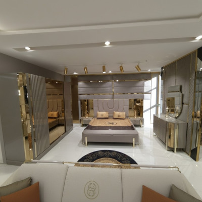 Design Schlafzimmer 3tlg. Bett 2x Nachttische Modern Luxus Betten Set Möbel Neu