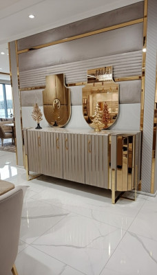 Kommode mit 2x Spiegel Holz Möbel Anrichte Luxus Möbel Modern Möbel 3tlg. Neu