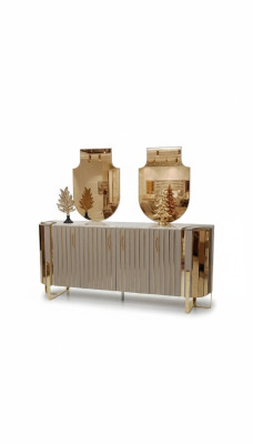 Kommode mit 2x Spiegel Holz Möbel Anrichte Luxus Möbel Modern Möbel 3tlg. Neu