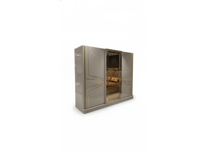 Moderner Kleiderschrank Luxus Schrank Holz Schränke Glas Hochglanz Schlafzimer
