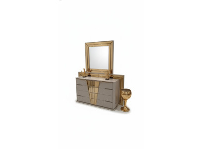 Modern Kommode mit Spiegel Luxus Moder design Schlafzimmer Holz Set 2tlg.