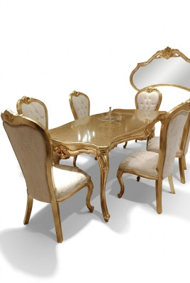 Klassisch Esstisch 200x110cm Gold Luxus Holztisch Ess Küche Neu Design Tische