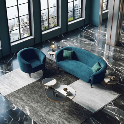 Samt 3 Sitzer Stoff Sofa Wohnlandschaft Relax Sitz Design Couch Lounge Sofas