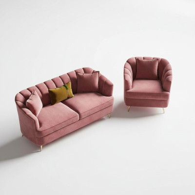 Sofagarnitur 3+1 Sitzer Sitz Design Couch Lounge Sofas Wohnlandschaft Samt Möbel