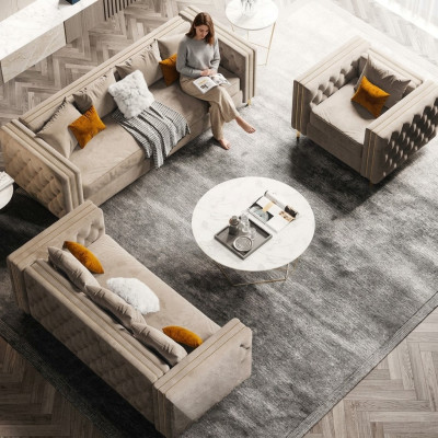 Chesterfield Sofagarnitur 321 Wohnlandschaft Relax Sitz Design Couch Sofas Samt