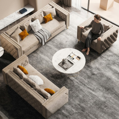 Samt Wohnlandschaft Relax Sitz Design Couch Lounge Sofas Sofa 3 Sitzer 233 cm