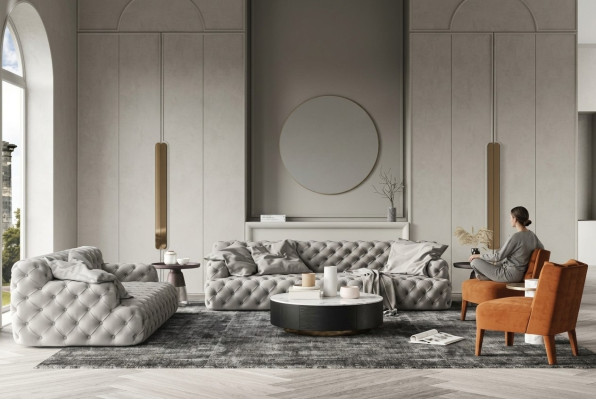 Leder Sofagarnitur 3+2 Sitzer Sofa Chesterfield Sitz Design Couch Lounge Sofas