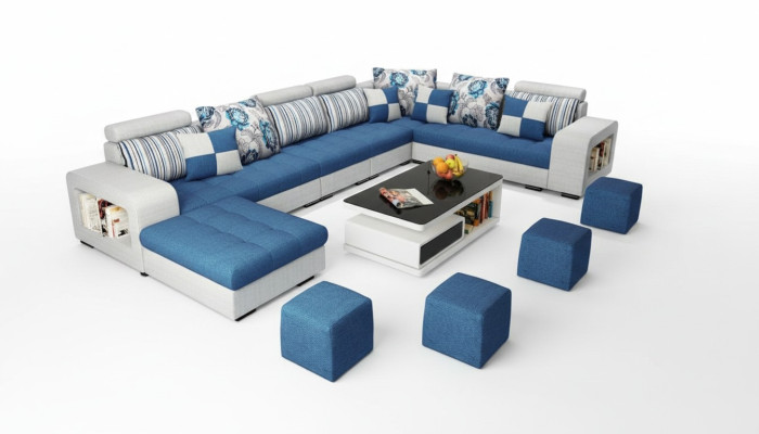 Ecksofa U-form Luxus Textil Polster Modern Relax Sitz Möbel Wohnlandschaft Möbel