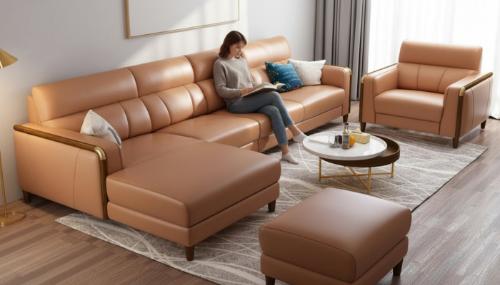 Sitz Möbel Wohnlandschaft Luxus Kunstleder Ecksofa L-form Polster Möbel Garnitur