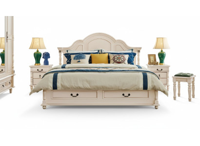 Erstaunliches Schlafzimmer-Set mit Bett und Nachttischen in Weiß