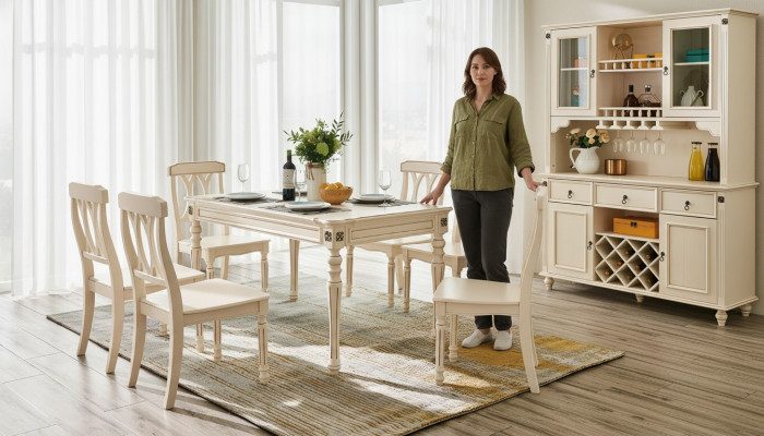 Esszimmer Esstisch 6 x Stühle Ess Garnitur Set Holz Küche Tisch Gruppe 7tlg. Neu