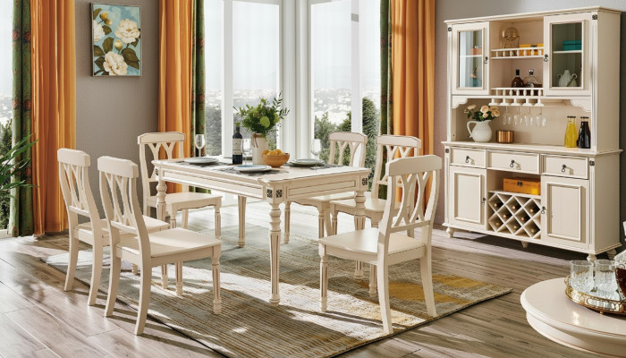 Esszimmer Esstisch 6 x Stühle Ess Garnitur Set Holz Küche Tisch Gruppe 7tlg. Neu