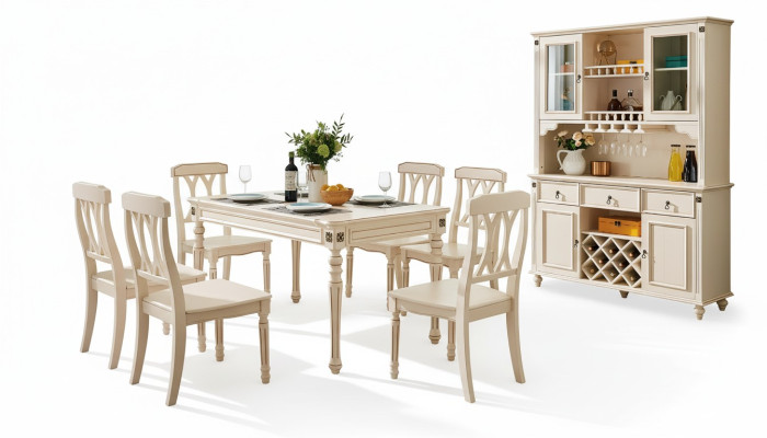 Esszimmer Esstisch 6 x Stühle Ess Garnitur Set Holz Küche Tisch Gruppe 7tlg. Neu