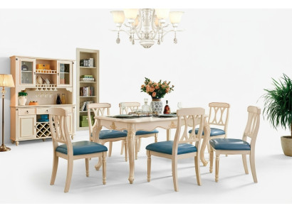 Esszimmer Esstisch 6 x Stuhle Ess Set Holz Küche Gruppe Anrichte Möbel Neu 7tlg.