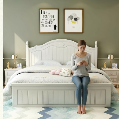 Set Bett Schlafzimmer 2x Nachttisch Doppel Betten Komplett Set Holz Möbel 3 tlg.