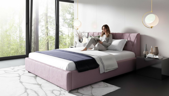 Bett Bettrahmen Polsterbett Betten Doppel Hotel 180x200 Schlafzimmer Rosa Möbel