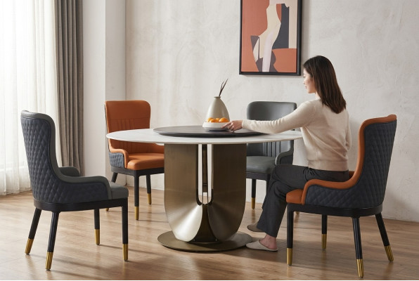 Runder Säulen Tische Design Tisch Rund Stein Möbel Esszimmer Esstische Modern