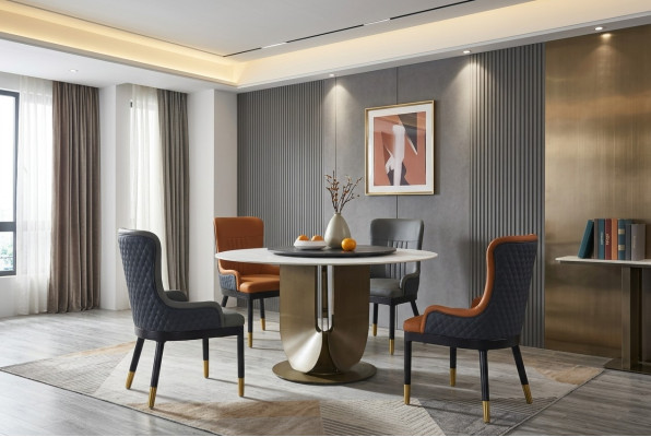 Runder Säulen Tische Design Tisch Rund Stein Möbel Esszimmer Esstische Modern