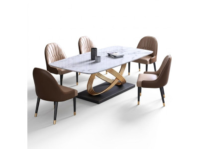 Luxus Tisch Metall Esstisch Mega Design Tische Edelstahl Marmor Imitat Esstisch