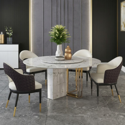 Runder Luxus Tisch Design Tische Rund Stein Möbel Esszimmer Esstische Modern Neu