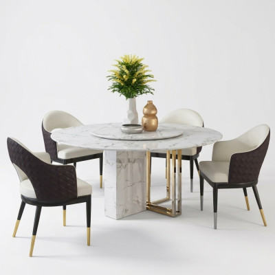 Runder Luxus Tisch Design Tische Rund Stein Möbel Esszimmer Esstische Modern Neu