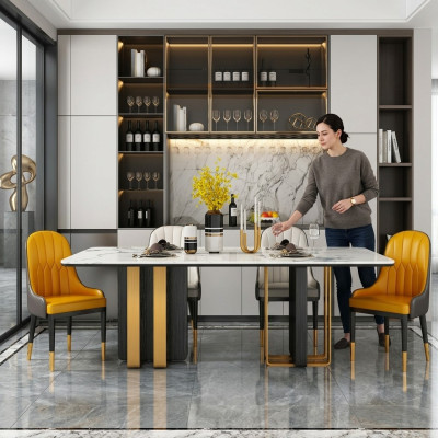 Esstische Marmor Esstisch Modern Möbel Tische Design Tisch Esszimmer Metall Neu