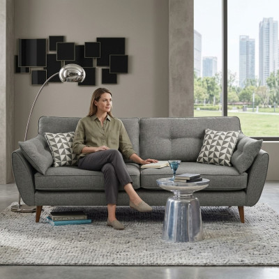 Polstersofa Sofa 2 Sitzer Textill Sitz Design Couch Sofas Stoff Grau 226 cm Neu