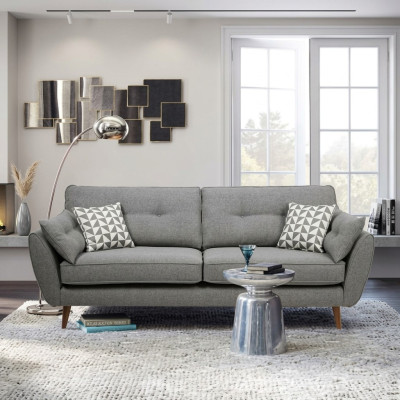 Polstersofa Sofa 2 Sitzer Textill Sitz Design Couch Sofas Stoff Grau 226 cm Neu