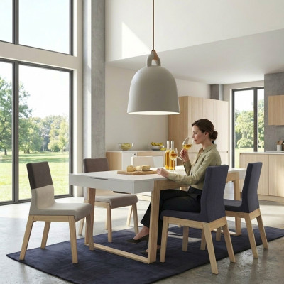 Stühl Sessel Esszimmerstuhl Esszimmer Stühl Stoff Stuhl Holz Luxus 1 Sitz Neu