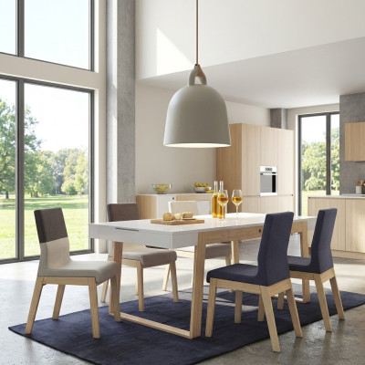 Stühl Sessel Esszimmerstuhl Esszimmer Stühl Stoff Stuhl Holz Luxus 1 Sitz Neu