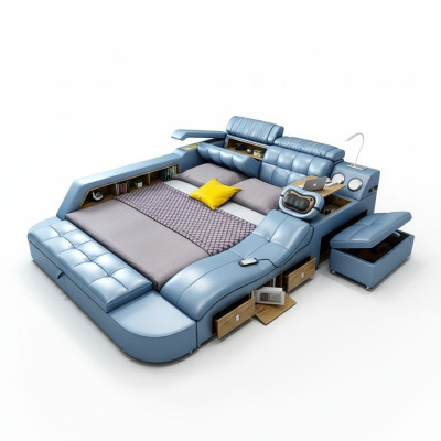 Design Bett XXL Big Leder Hotel Polster 180x200 Multifunktion Regal Betten