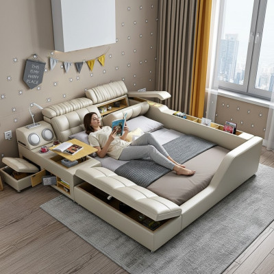 Doppelbett Polsterbett Schlafzimmer 180x200cm Multifunktion Bett Betten