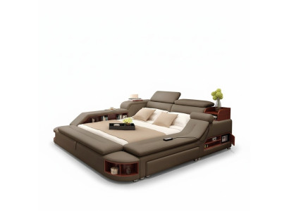 Moderne Hotel Multifunktion USB Sound Doppel Design Leder Bett Polster