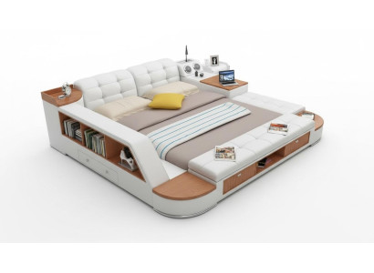 Multifunktion Schlafzimmer Liege Regale Luxus Bett Leder Betten 180x200