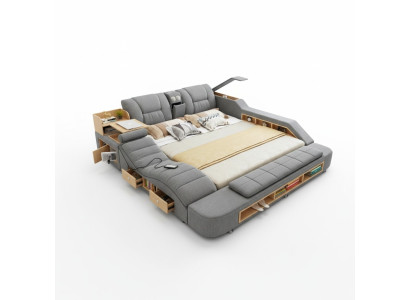 Design Leder Betten Hotel Doppel Neu Multifunktions Bett Bluetooth Boxen