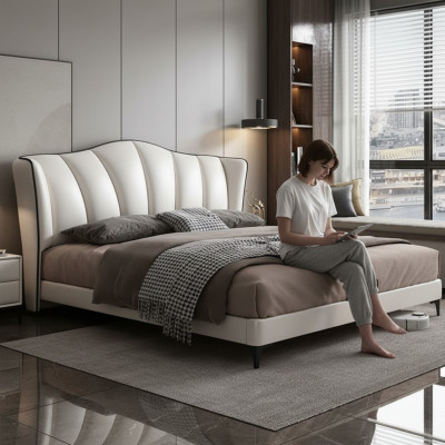 Betten Textil Hotel Luxus Polster Sitz Leder Italien Designer Bett Schlafzimmer