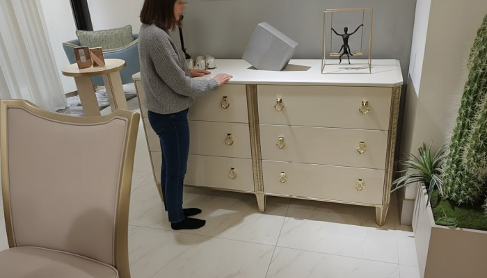 Kommode 160 cm Kommode Schlafzimmer Möbel Holz Beine multifunktionale Modern