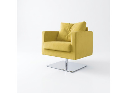 Sessel Stuhl Polster Fernseh TextilGelb Luxus Stoff Design Lounge Club Relax Neu