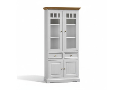 Klassische Wohnzimmer Möbel Weiß Braun Holz Schaufenster Vitrine Schrank Möbel