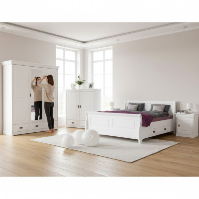 Schlafzimmer Set Doppel Bett 2x Nachttisch Konsole Betten Hotel Polster 5 tlg.