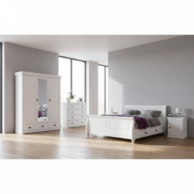 Schlafzimmer Set Doppel Bett 2x Nachttisch Konsole Betten Hotel Polster 5 tlg.
