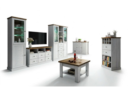 Wohnwand Wohnzimmer Set Vitrine Lowboard Wandregal 3tlg Set Wohnwände Holz Neu