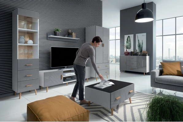 Wohnzimmer Modern Stil Wohnwände 4tlg Set Modern Wohnwand Vitrinen Regal Schrank