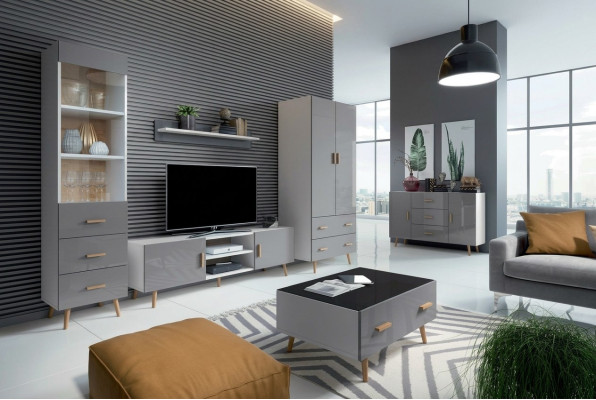 Wohnzimmer Modern Stil Wohnwände 4tlg Set Modern Wohnwand Vitrinen Regal Schrank