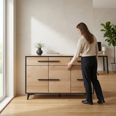 Luxus Schrank Holz Stil Möbel Holz Wohnzimmer Kommode Anrichte Vitrine Komoden